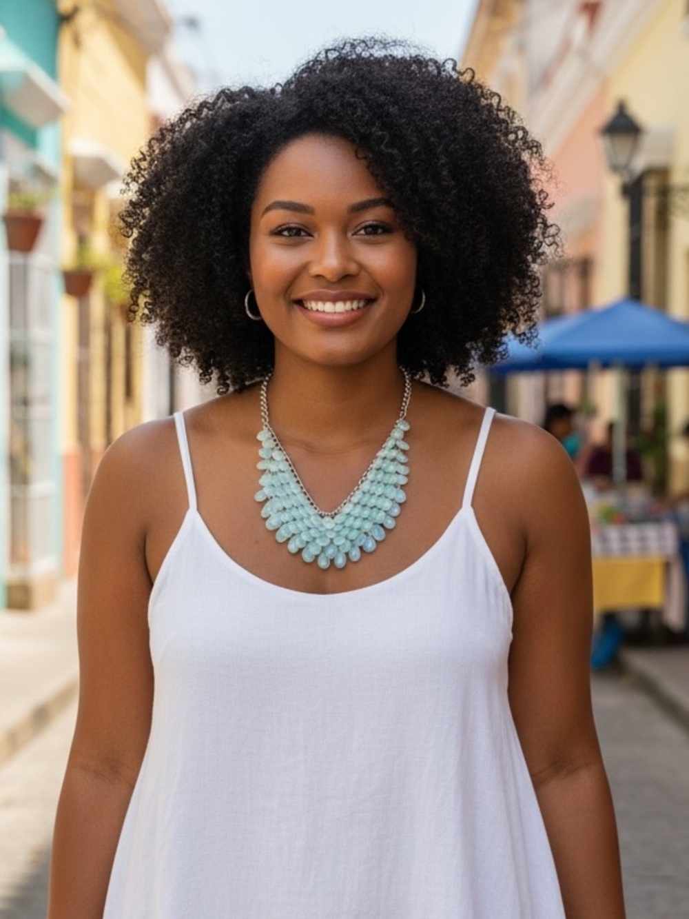 Statement Light Aqua Teardrop Bib Necklace